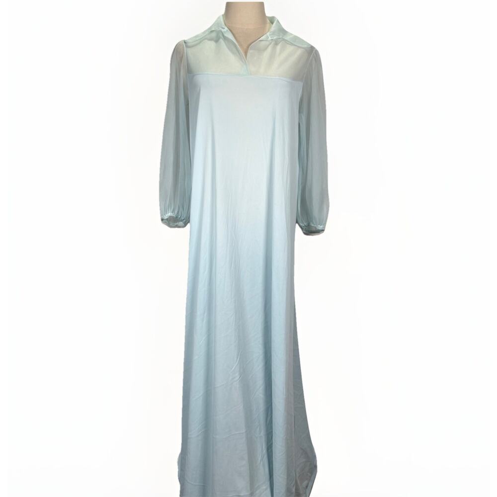 Vintage Miss Dior Long Nightgown Christian Dior Blue Size Medium Romantic